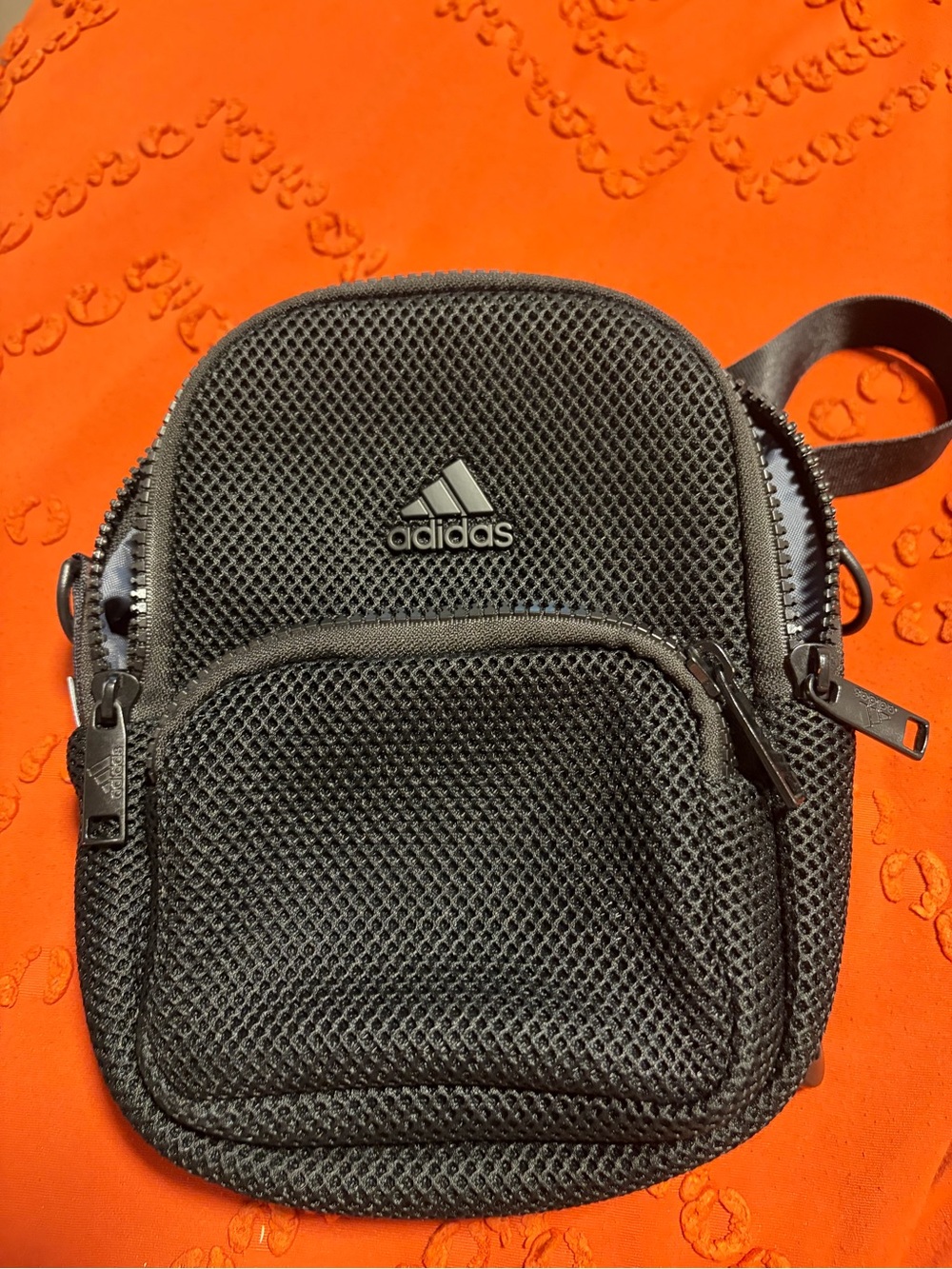 adidas Black Mesh Mini Crossbody Pouch